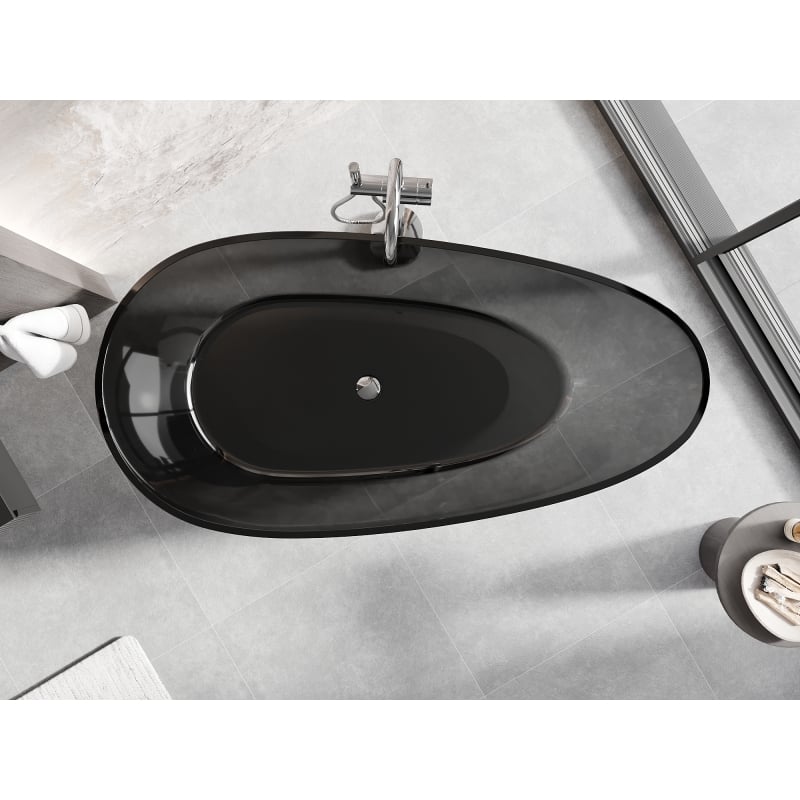 Mexen Glass fekete szabadon álló átlátszó 160 x 80 cm, króm dugó - 58061608013