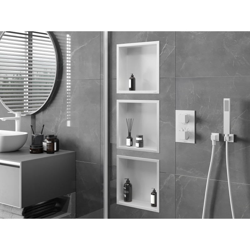 Mexen X-Wall-R raft de nișă cu flanșă 30 x 30 cm, alb - 1920303010