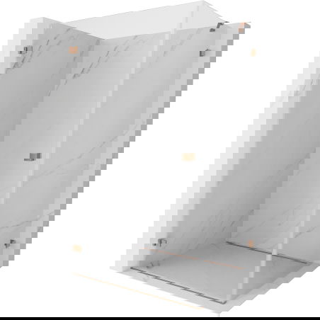 Mexen Lunar-B cabină de duș pivotantă stânga 90 x 70 cm, transparent, cupru periat - 832-090-070-65-00-L