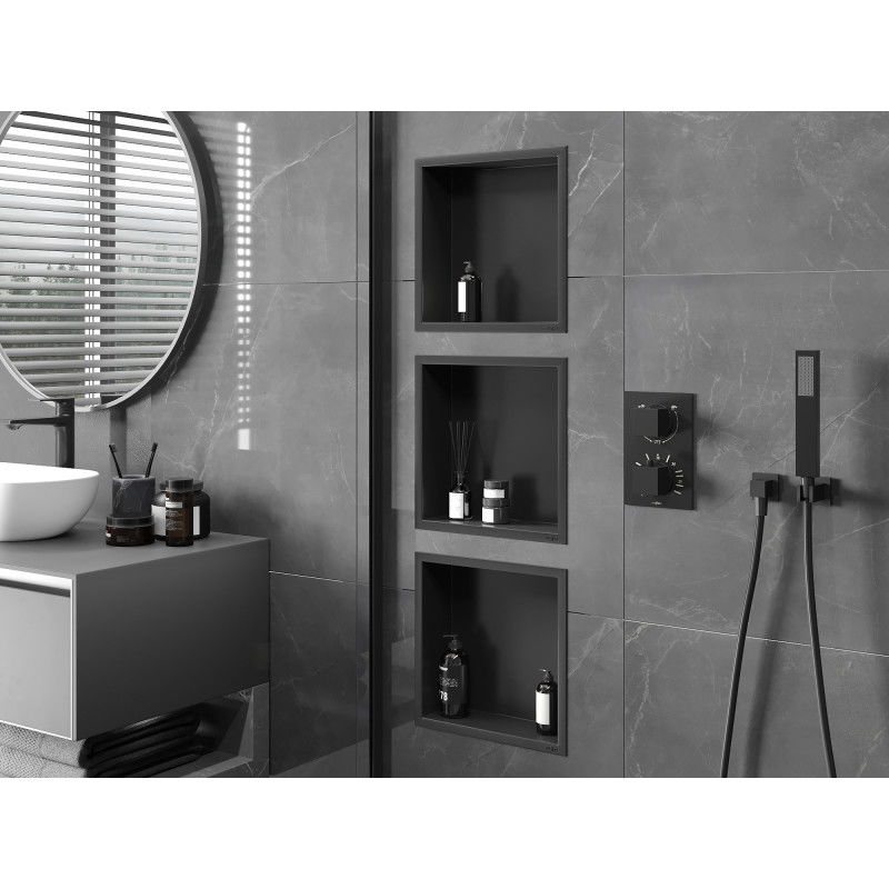 Mexen X-Wall-R raft încastrat cu flanșă 30 x 30 cm, negru - 1970303010