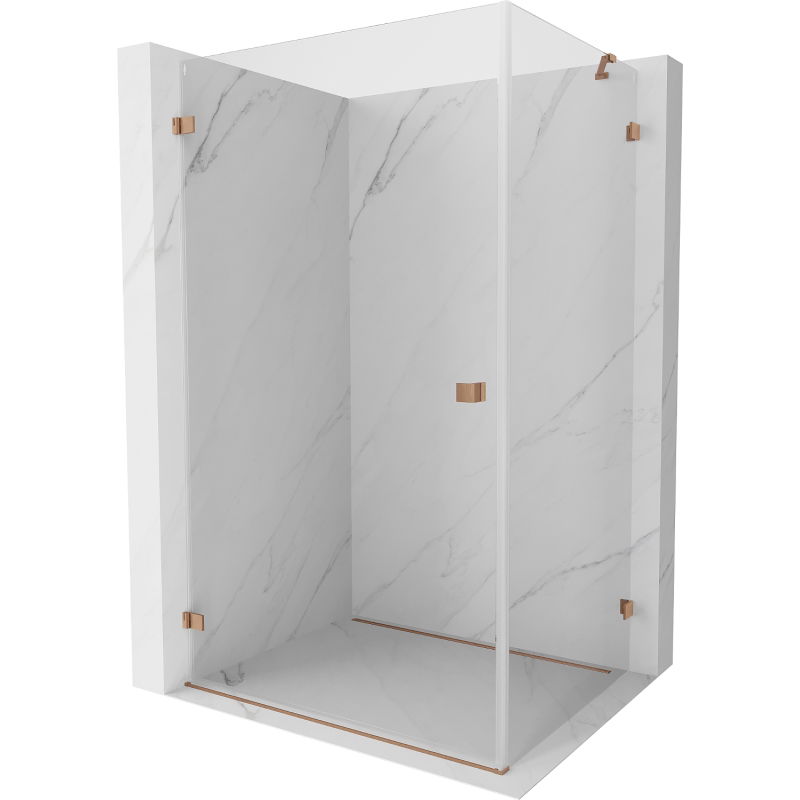Mexen Lunar-B cabină de duș batantă stânga 100 x 80 cm, transparent, cupru periat - 832-100-080-65-00-L