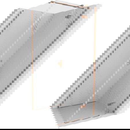 Mexen Mist-H T jobbos kifelé nyíló zuhanykabin 85 x 85 cm, átlátszó, kefélt réz - 8A5T-085-085-65-00-P