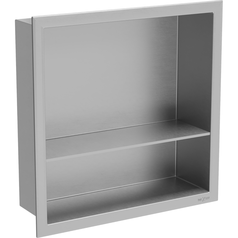 Mexen X-Wall-R fül nélküli polc peremmel és polccal 30 x 30 cm, inox - 1910303010S