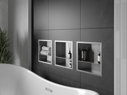 Mexen X-Wall-R fali beépített polc peremmel és polccal 30 x 30 cm, inox - 1910303010S
