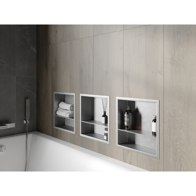 Mexen X-Wall-R raft nișă cu flanșă și raft 30 x 30 cm, inox - 1910303010S