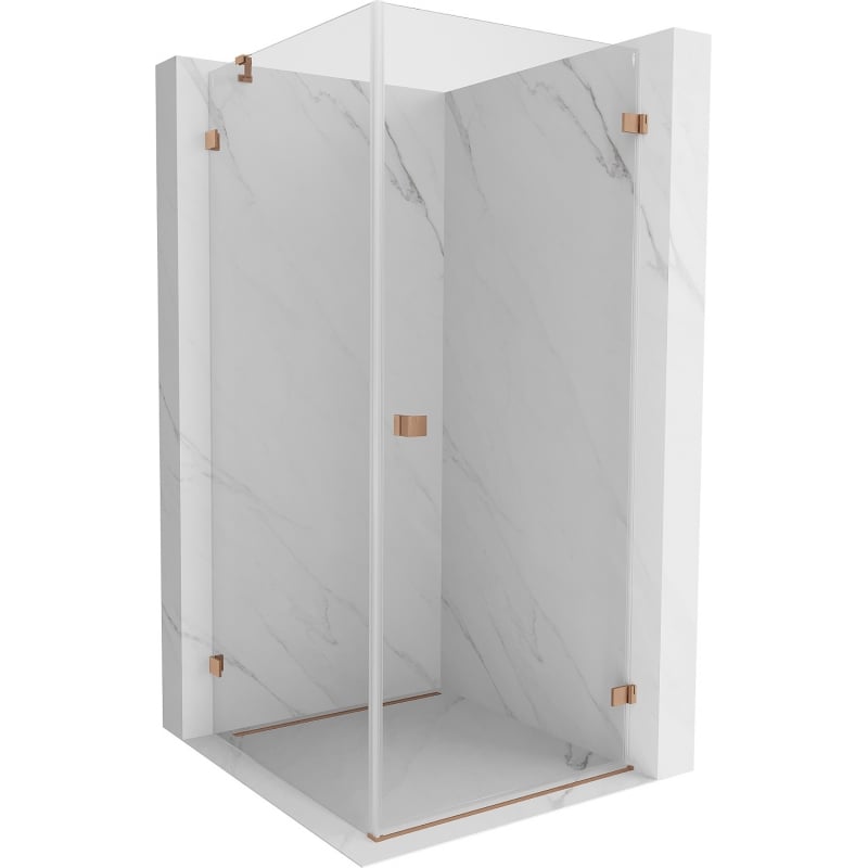 Cabină de duș Mexen Lunar-B cu deschidere dreapta 80 x 80 cm, transparent, cupru periat - 832-080-080-65-00-P