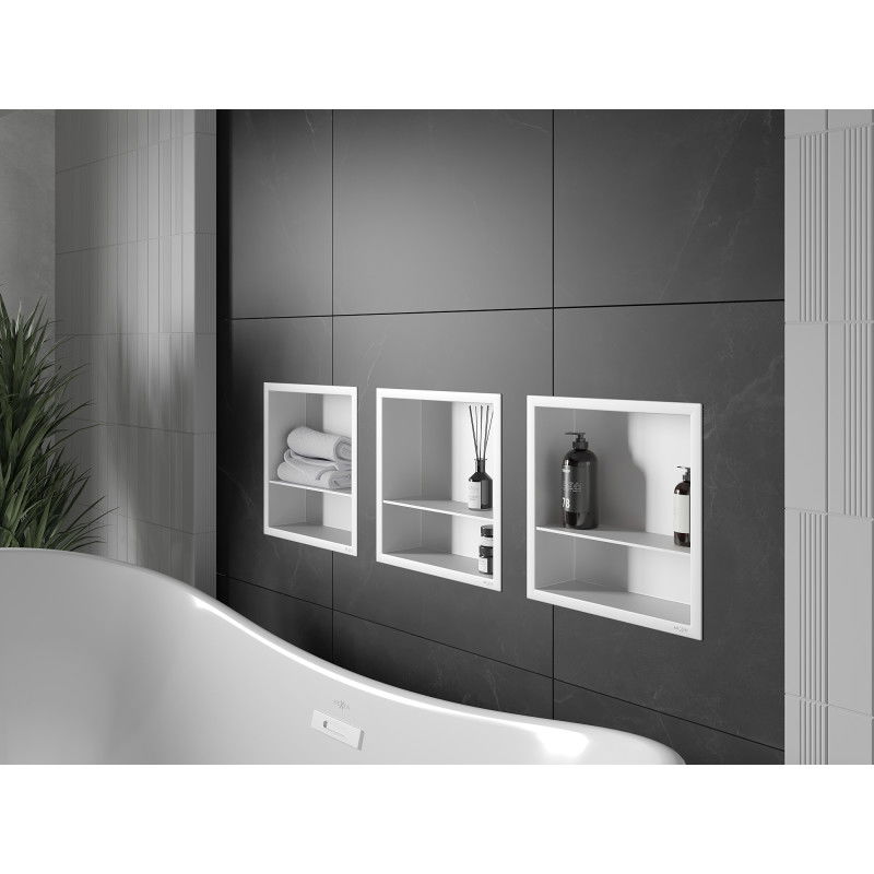 Mexen X-Wall-R fali polc peremmel és polccal 30 x 30 cm, fehér - 1920303010S