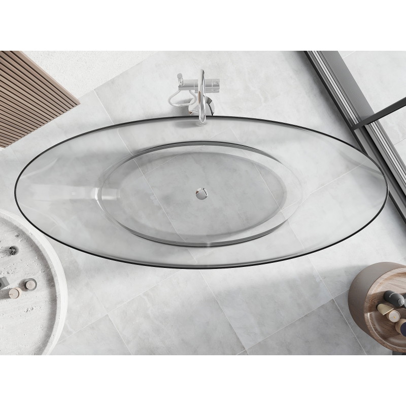 Mexen Vea cadă de baie freestanding transparentă 180 x 80 cm, clear, dop cromat - 58091808008