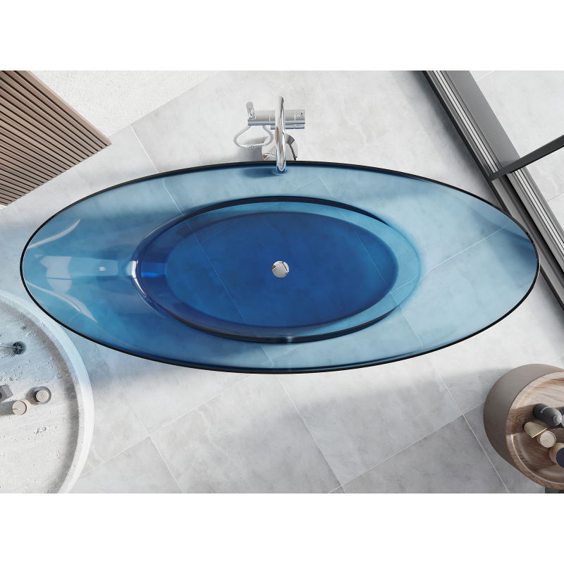 Mexen Vea denim cadă freestanding transparentă 180 x 80 cm, dop crom - 58091808007