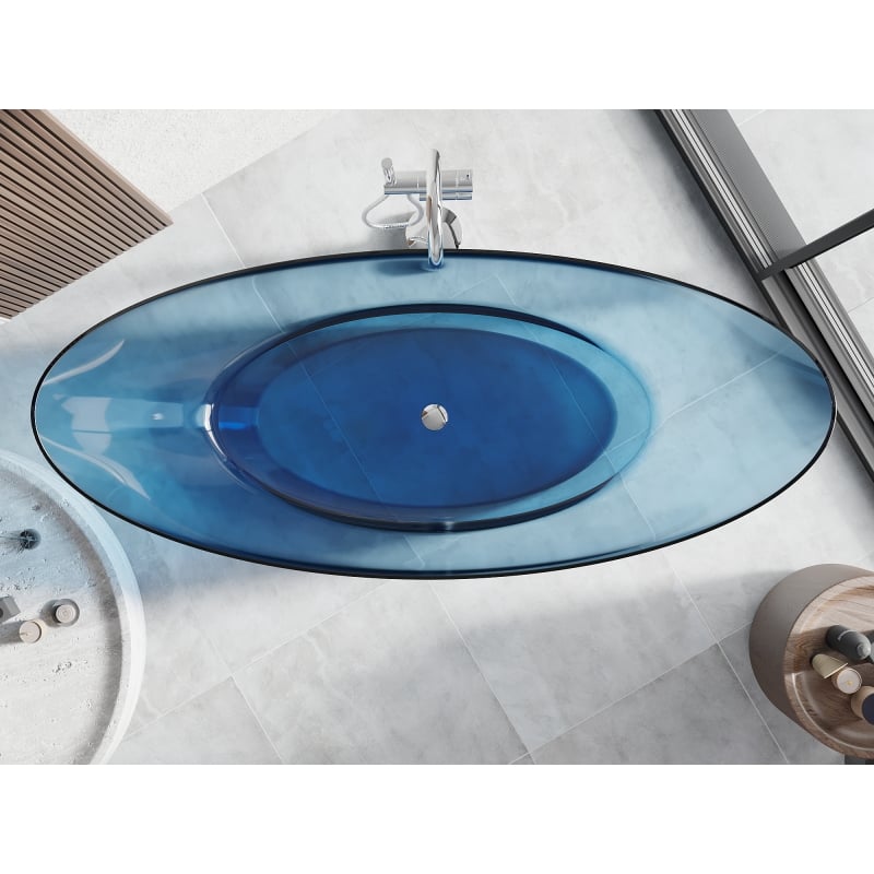 Mexen Vea farmer fürdőkád szabadon álló átlátszó 180 x 80 cm, krómozott leeresztő - 58091808007