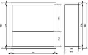 Mexen X-Wall-R raft încastrat cu flanșă și raft 30 x 30 cm, Aurie - 1950303010S