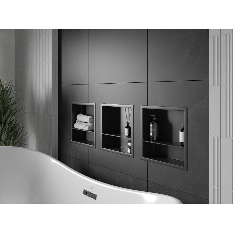 Mexen X-Wall-R poliță de nișă cu bordură și poliță 30 x 30 cm, negru - 1970303010S