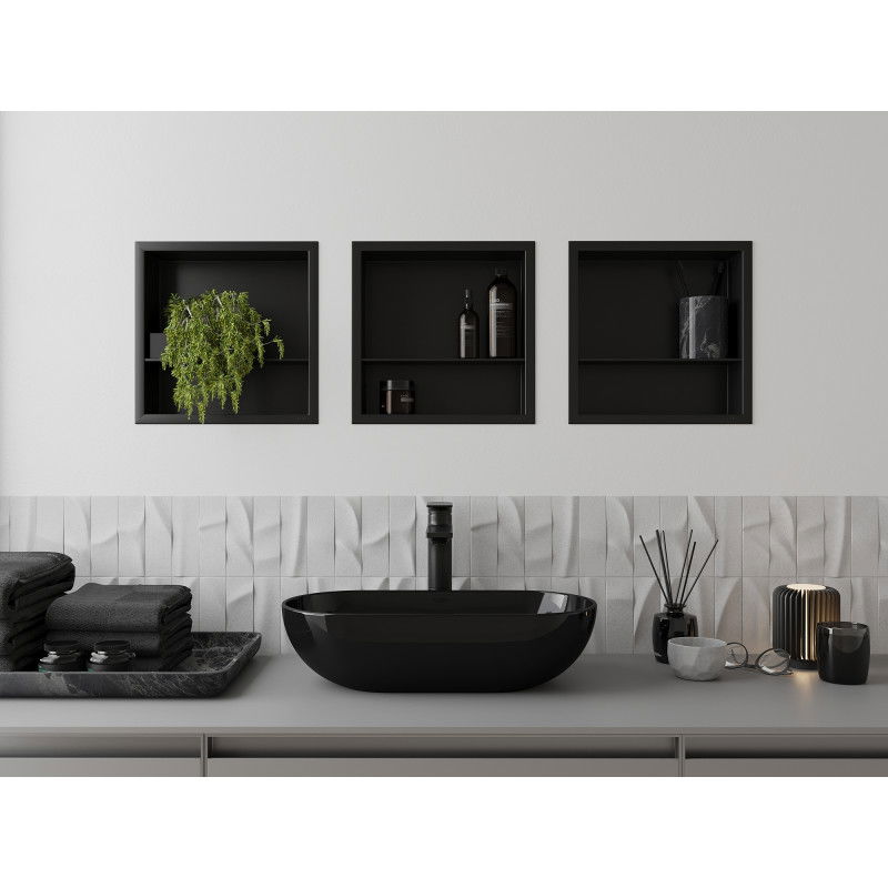 Mexen X-Wall-R poliță de nișă cu bordură și poliță 30 x 30 cm, negru - 1970303010S