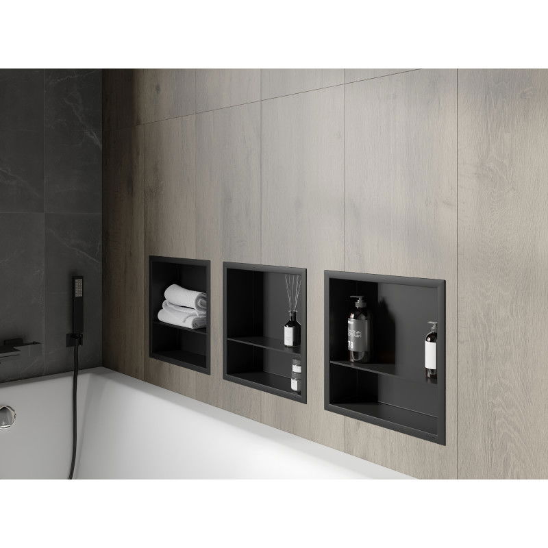 Mexen X-Wall-R poliță de nișă cu bordură și poliță 30 x 30 cm, negru - 1970303010S