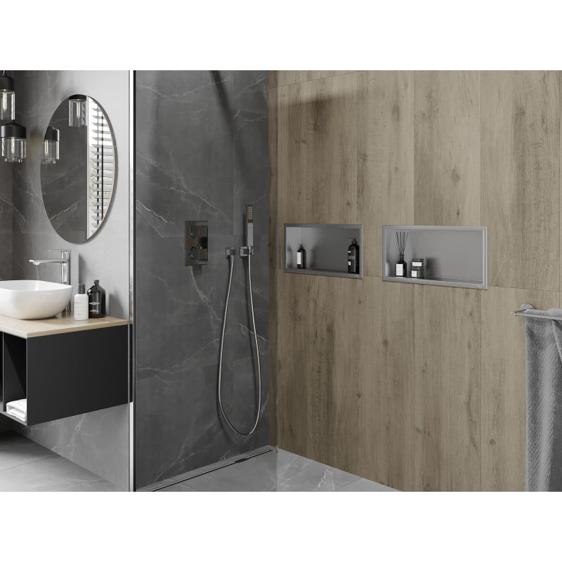 Mexen X-Wall-R raft de nișă cu flanșă 45 x 20 cm, inox - 1910452010