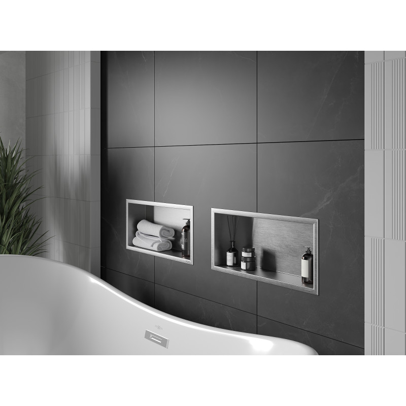 Mexen X-Wall-R beépített polc peremmel 45 x 20 cm, inox - 1910452010