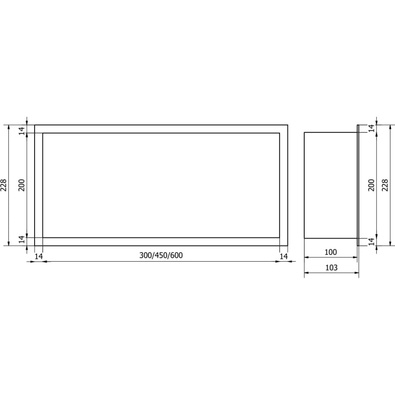 Mexen X-Wall-R raft de nișă cu flanșă 45 x 20 cm, alb - 1920452010