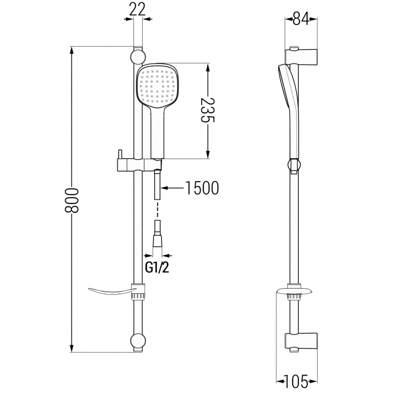 Mexen DF33 set de duș culisant, crom - 785334582-02