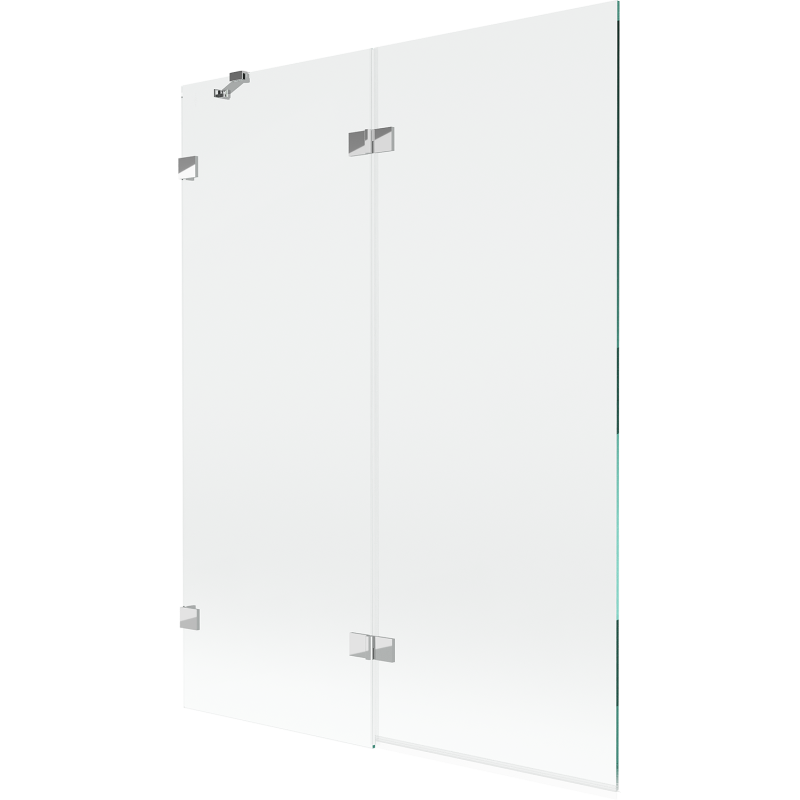 Mexen Lunar kádparaván, 2 szárnyú, balos, 130 x 150 cm, átlátszó, króm - 897-130-100-01-00-L
