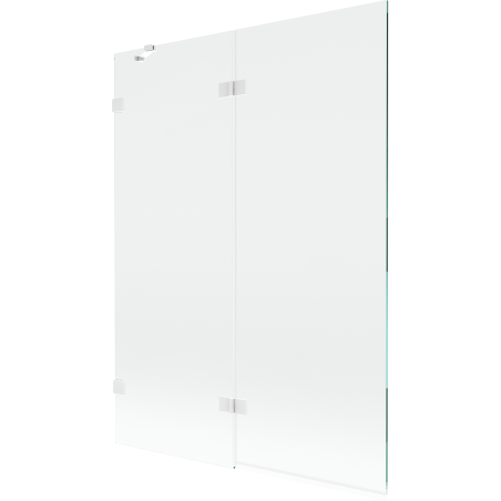 Mexen Lunar 2 szárnyú bal oldali fürdőkád paraván 130 x 150 cm, átlátszó, fehér - 897-130-100-20-00-L