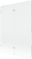 Mexen Lunar fürdőkád paraván, kétszárnyú, balos 130 x 150 cm, átlátszó, fehér - 897-130-100-20-00-L