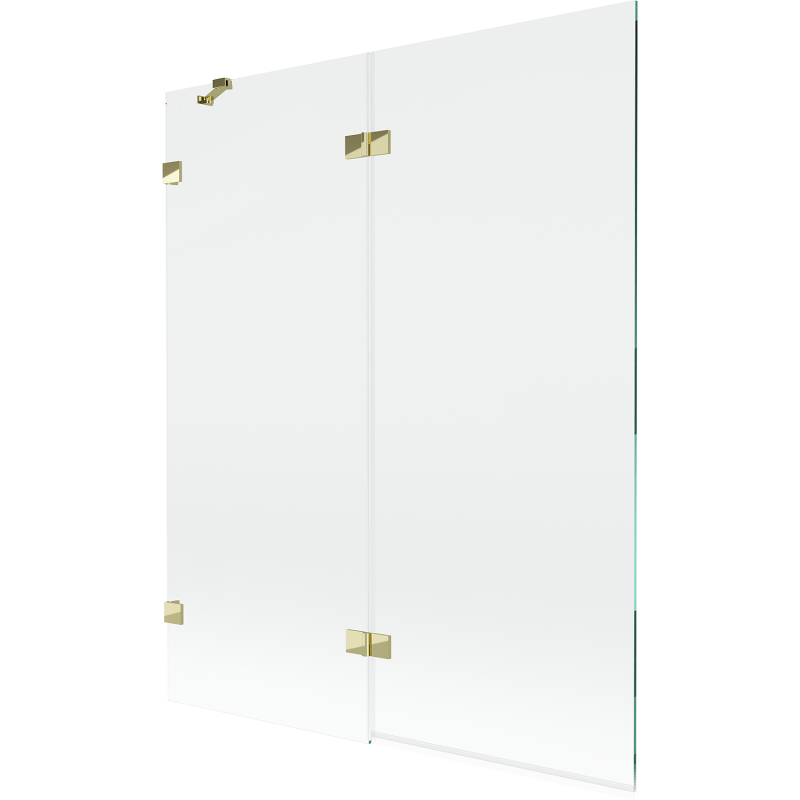 Mexen Lunar 2-szárnyú bal oldali fürdőkád paraván 140 x 150 cm, áttetsző, arany - 897-140-100-50-00-L