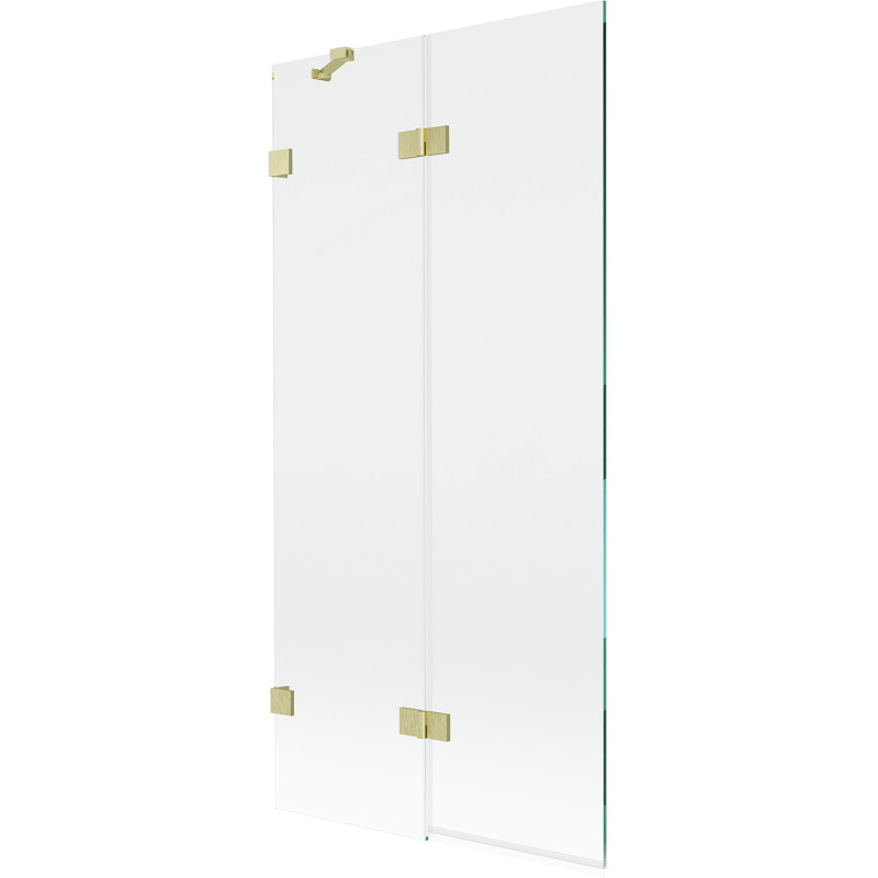 Mexen Lunar 2-szárnyú bal oldali kádparaván 90 x 150 cm, átlátszó, arany kefélt - 897-090-100-55-00-L