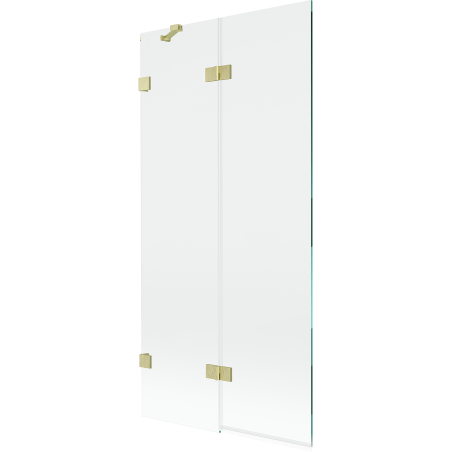 Mexen Lunar 2-szárnyú bal oldali kádparaván 90 x 150 cm, átlátszó, arany kefélt - 897-090-100-55-00-L