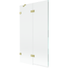 Mexen Lunar paravan cadă 2-pliuri stânga 100 x 150 cm, transparent, auriu periat - 897-100-100-55-00-L