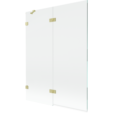 Mexen Lunar kétszárnyú bal oldali fürdőszobai paraván 130 x 150 cm, átlátszó, arany szálcsiszolt - 897-130-100-55-00-L