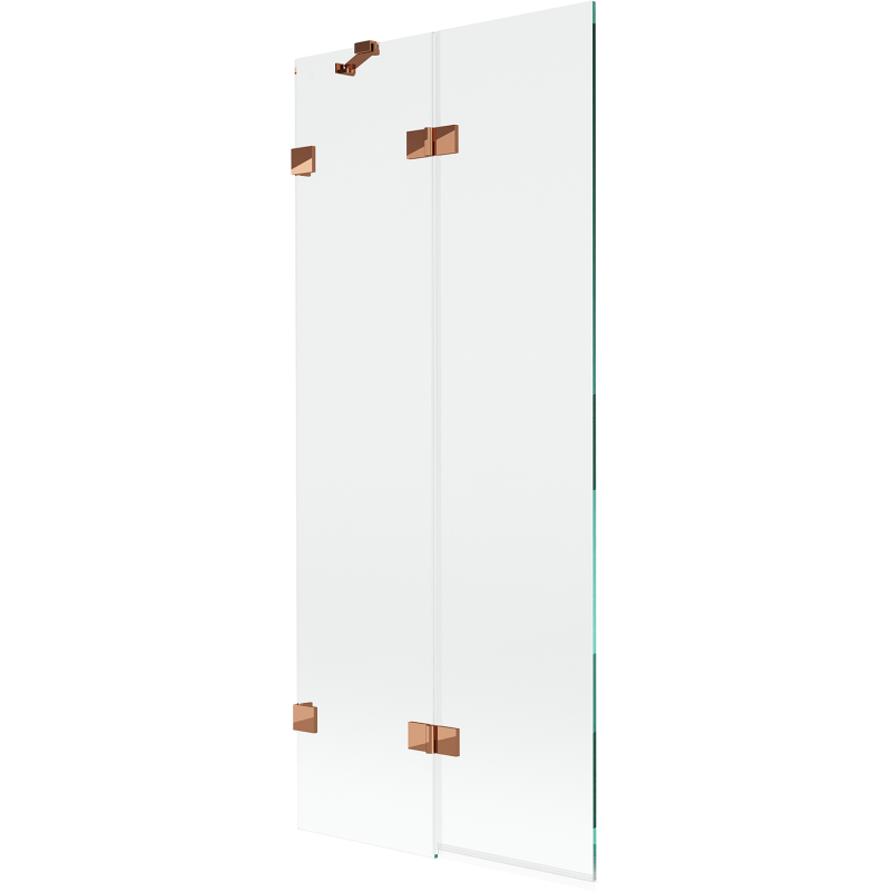 Mexen Lunar kétszárnyú bal oldali fürdőkád paraván 80 x 150 cm, átlátszó, rózsaarany - 897-080-100-60-00-L