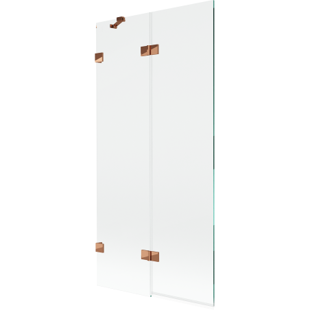 Mexen Lunar 2-szárnyas bal fürdőszobai paraván 90 x 150 cm, átlátszó, rózsaarany - 897-090-100-60-00-L