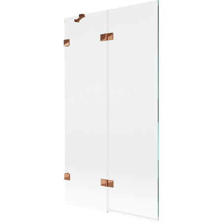 Mexen Lunar kétszárnyú kádparaván balos 100 x 150 cm, átlátszó, rózsaarany - 897-100-100-60-00-L