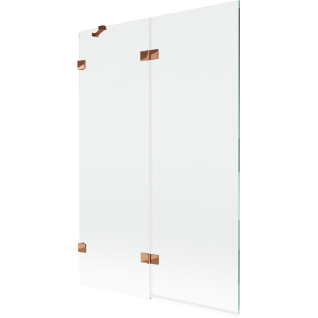 Mexen Lunar 2-szárnyú fürdőkád paraván balos 120 x 150 cm, átlátszó, rózsaarany - 897-120-100-60-00-L