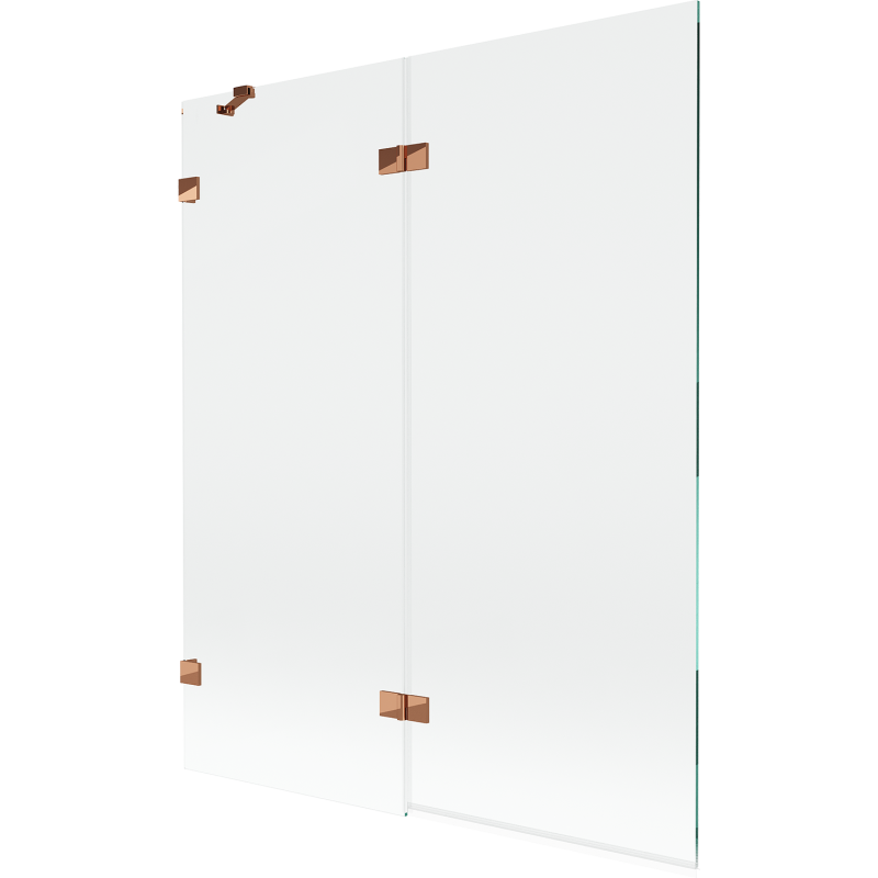Mexen Lunar kádparaván 2 szárnyú bal 140 x 150 cm, átlátszó, rózsaarany - 897-140-100-60-00-L