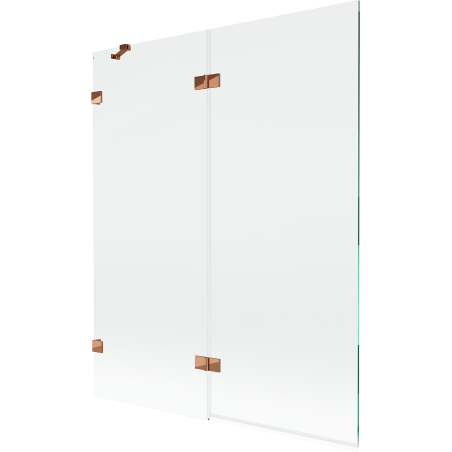 Mexen Lunar kétszárnyú bal oldali fürdőszobai paraván 140 x 150 cm, átlátszó, rózsaarany - 897-140-100-60-00-L
