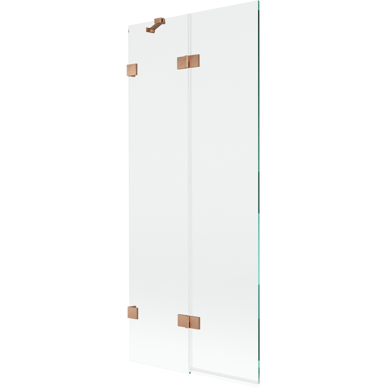 Mexen Lunar kétszárnyú bal oldali fürdőkád paraván 80 x 150 cm, átlátszó, kefélt réz - 897-080-100-65-00-L