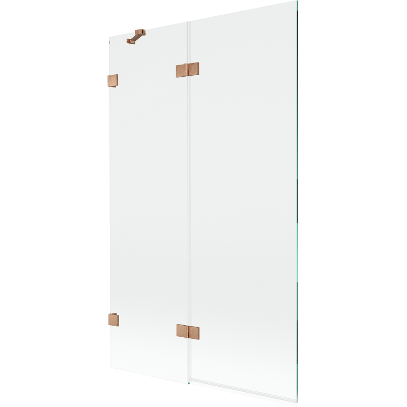 Mexen Lunar 2-szárnyú bal oldali fürdőkádfal 110 x 150 cm, áttetsző, csiszolt réz - 897-110-100-65-00-L