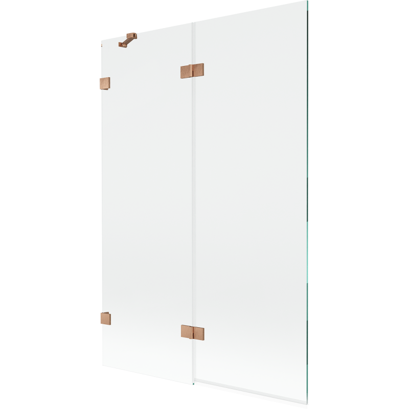 Mexen Lunar 2 szárnyú bal oldali fürdőszobai paraván 120 x 150 cm, átlátszó, kefélt réz - 897-120-100-65-00-L