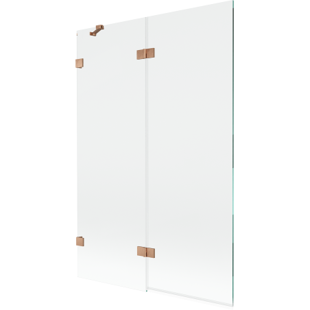 Mexen Lunar 2 szárnyú bal oldali fürdőszobai paraván 120 x 150 cm, átlátszó, kefélt réz - 897-120-100-65-00-L
