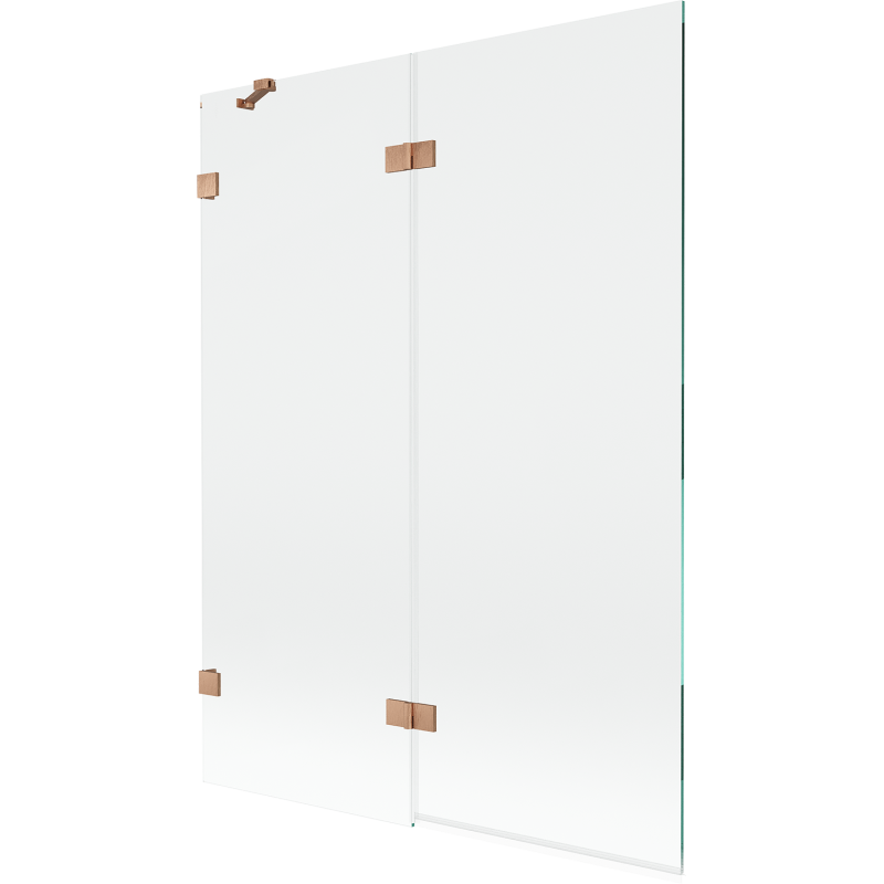 Mexen Lunar kádparaván, 2-szárnyú balos, 130 x 150 cm, átlátszó, kefeolt réz - 897-130-100-65-00-L
