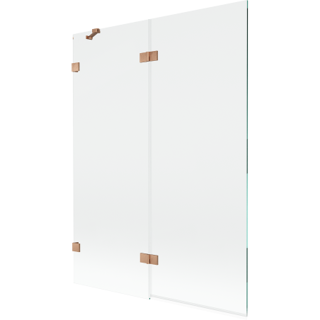 Mexen Lunar 2-szárnyú fürdőszobai paraván, bal, 130 x 150 cm, átlátszó, kefélt réz - 897-130-100-65-00-L