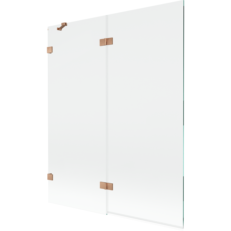 Mexen Lunar 2-szárnyú bal oldali fürdőkád paraván 140 x 150 cm, átlátszó, kefélt réz - 897-140-100-65-00-L