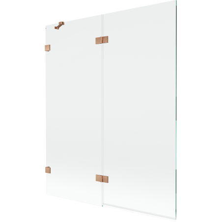Mexen Lunar 2-szárnyú bal oldali fürdőkád paraván 140 x 150 cm, átlátszó, kefélt réz - 897-140-100-65-00-L