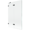 Mexen Lunar paravan cadă de baie cu 2 aripi stânga 110 x 150 cm, transparent, gri armă periat - 897-110-100-66-00-L