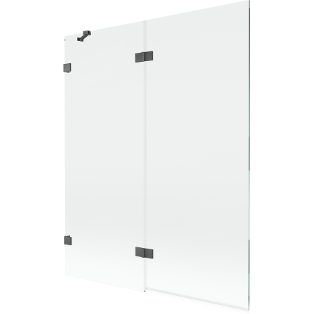 Mexen Lunar paravan de cadă cu 2 aripi stânga 140 x 150 cm, transparent, gri mat periat - 897-140-100-66-00-L