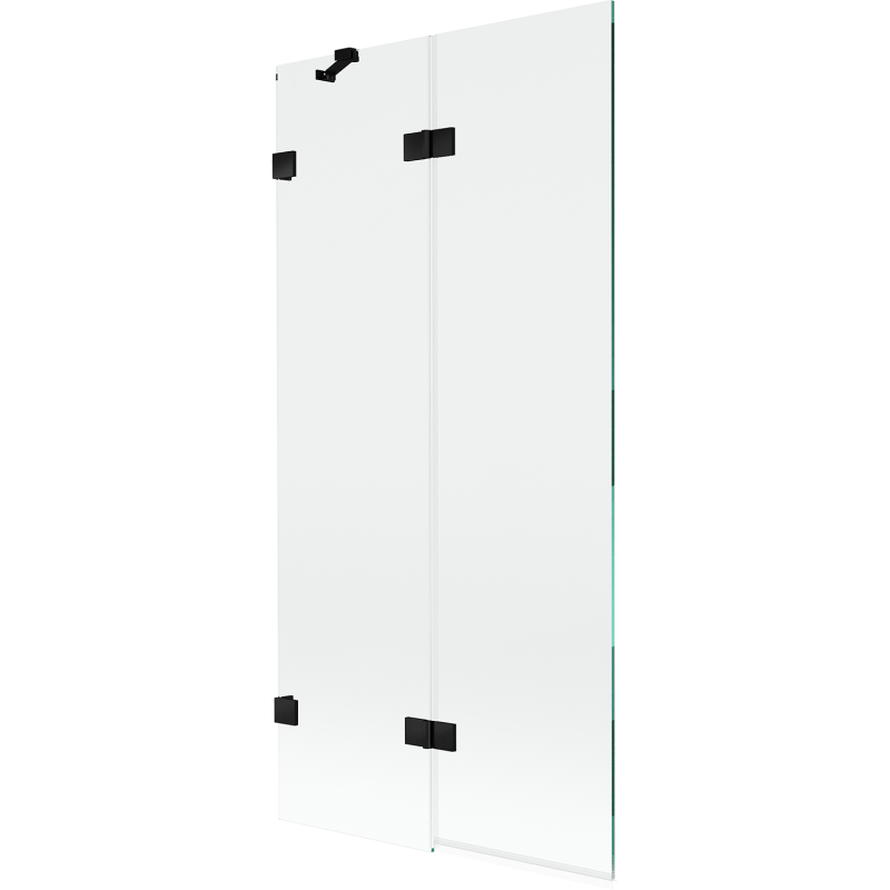 Mexen Lunar balra nyíló, 2 szárnyú fürdőkádparaván, 90 x 150 cm, átlátszó, fekete - 897-090-100-70-00-L