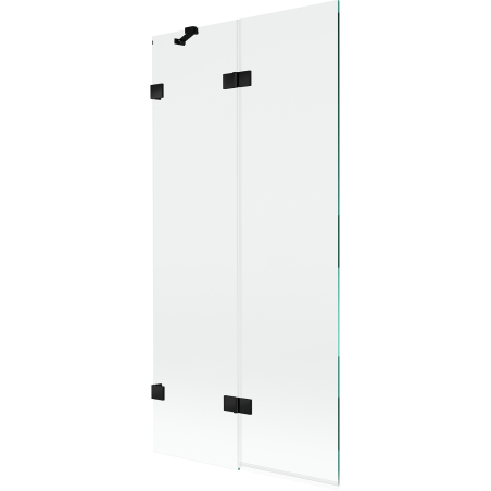 Mexen Lunar balra nyíló, 2 szárnyú fürdőkádparaván, 90 x 150 cm, átlátszó, fekete - 897-090-100-70-00-L