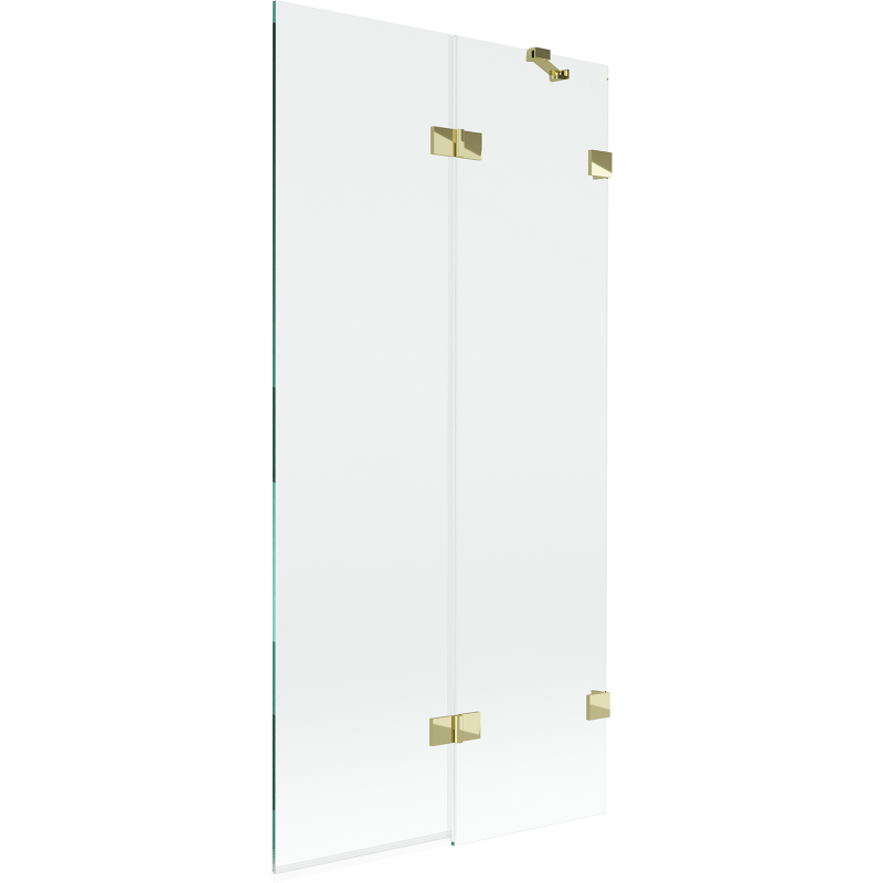 Mexen Lunar jobbos, kétszárnyú 90 x 150 cm-es fürdőszobai válaszfal, átlátszó, arany - 897-090-100-50-00-P