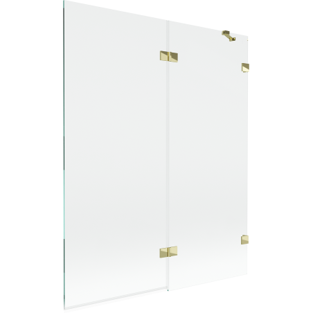 Mexen Lunar duplaszárnyú kád válaszfal, jobboldali, 140 x 150 cm, átlátszó, arany - 897-140-100-50-00-P